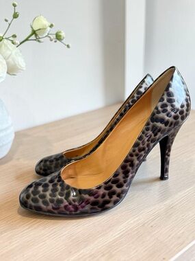 J.Crew Leopard Print Patent Leather Heels Pumps Size 9 Classic Stiletto